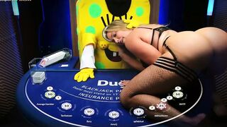 Mia Malkova Duel Casino Masturbating On Table While Spongbobo Jerk Off